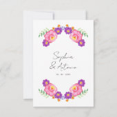 Vibrant Mexican Floral Fiesta Wedding RSVP Kaartje (Achterkant)