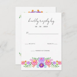 Vibrant Mexican Floral Fiesta Wedding RSVP Kaartje