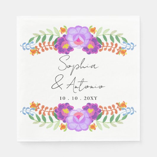 Vibrant Mexican Floral Fiesta Wedding Servet (Voorkant)