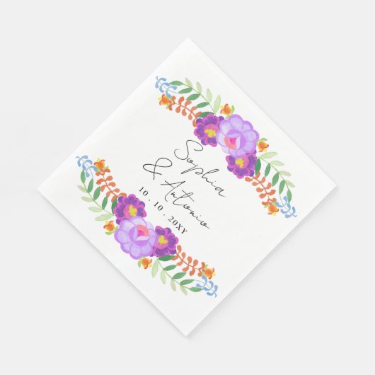 Vibrant Mexican Floral Fiesta Wedding Servet (Hoek)