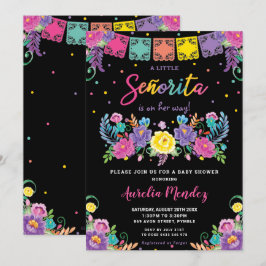 Vibrant Mexican Floral Señorita Baby shower Girl  Kaart