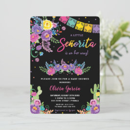 Vibrant Mexican Floral Señorita Baby shower Girl   Kaart
