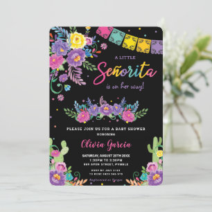 Vibrant Mexican Floral Señorita Baby shower Girl   Kaart