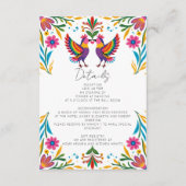 Vibrant Mexican Otomi Birds Floral Fiesta Wedding Informatiekaartje (Voorkant)