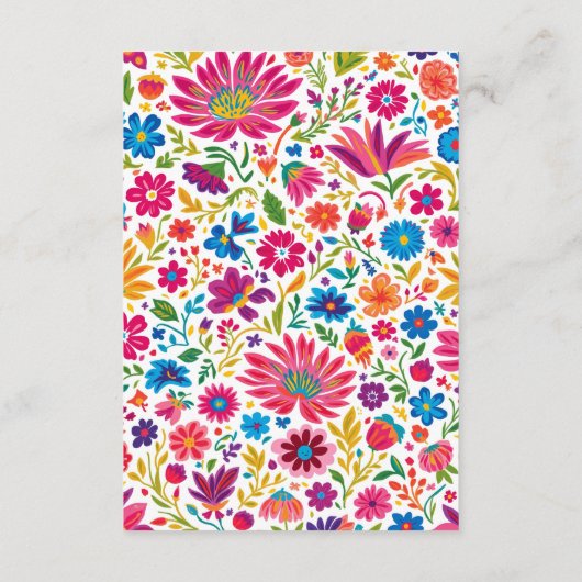 Vibrant Mexican Otomi Birds Floral Fiesta Wedding Informatiekaartje (Achterkant)