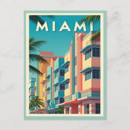 Vibrant Miami buildings with palm trees Briefkaart