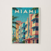 Vibrant Miami buildings with palm trees Legpuzzel (Verticaal)