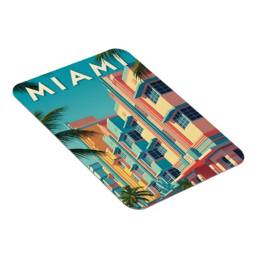 Vibrant Miami buildings with palm trees Magneet (Rechterzijde)