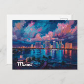 Vibrant Miami Skyline at Dusk Briefkaart (Voorkant / Achterkant)