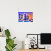Vibrant Miami Skyline Sunrise Poster (Thuiskantoor)