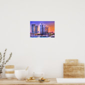 Vibrant Miami Skyline Sunrise Poster (Keuken)