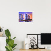 Vibrant Miami Skyline Sunrise Poster (Thuiskantoor)