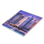 Vibrant Miami Skyline Sunrise Tegeltje (Zijkant)