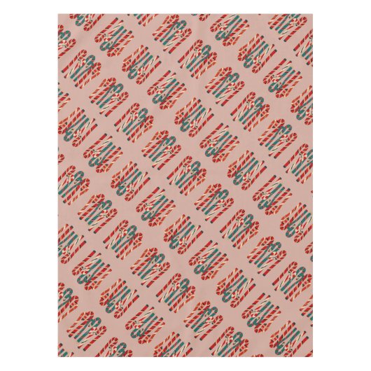 Vibrant Mid Century Modern Christmas Candy Cane Tafelkleed (Voorkant)