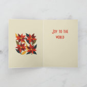 Vibrant Mid-Century Poinsettia Christmas Flower C Kaart (Binnen)