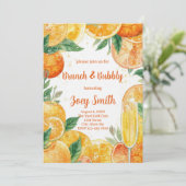 Vibrant Mimosa Brunch & Bubbly Invitation Kaart (Staand voorkant)