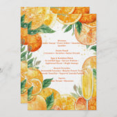 Vibrant Mimosa Brunch Menu – Watercolor Citrus Kaart (Voorkant / Achterkant)