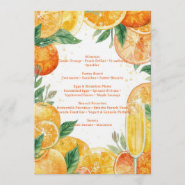 Vibrant Mimosa Brunch Menu – Watercolor Citrus Kaart
