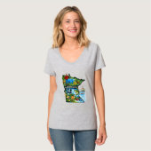 Vibrant Minnesota State Map-Paul Bunyan/Northwoods T-shirt (Voorkant volledig)