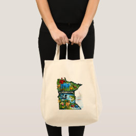 Vibrant Minnesota State Map-Paul Bunyan/Northwoods Tote Bag