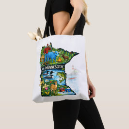 Vibrant Minnesota State Map-Paul Bunyan/Northwoods Tote Bag