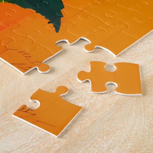 Vibrant modern Kunstroze roze olie schilder Legpuzzel (Zijkant)