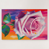 Vibrant modern Kunstroze roze olie schilder Legpuzzel (Horizontaal)