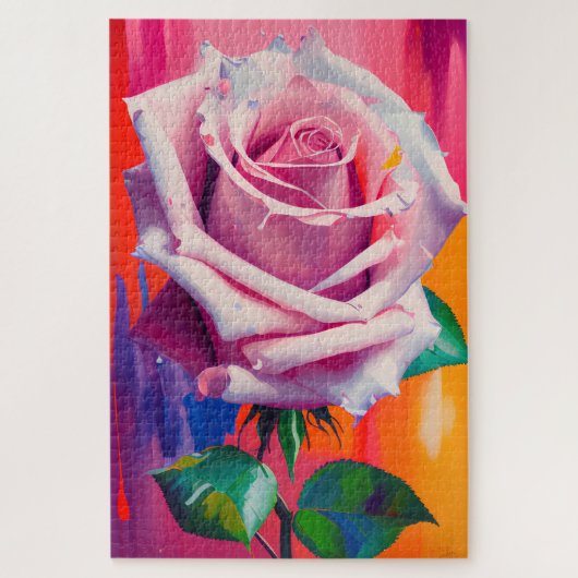 Vibrant modern Kunstroze roze olie schilder Legpuzzel (Verticaal)