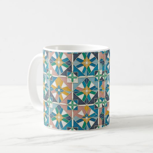 Vibrant Modern Moroccan Zellige Tile Pattern Koffiemok (Voorkant links)