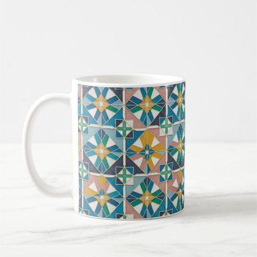 Vibrant Modern Moroccan Zellige Tile Pattern Koffiemok (Links)