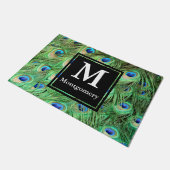 Vibrant Modern Peacock Feathers - Gepersonaliseerd Deurmat (Schuin)