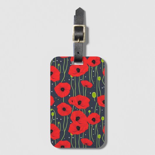 Vibrant Modern Red Poppies Pattern Art Bagagelabel (Voorkant (verticaal))