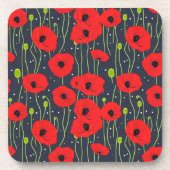 Vibrant Modern Red Poppies Pattern Art Bier Onderzetter (Voorkant)