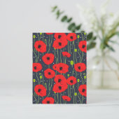 Vibrant Modern Red Poppies Pattern Art Briefkaart (Staand voorkant)