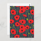 Vibrant Modern Red Poppies Pattern Art Briefkaart (Voorkant / Achterkant)