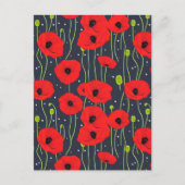 Vibrant Modern Red Poppies Pattern Art Briefkaart (Voorkant)