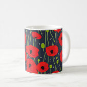 Vibrant Modern Red Poppies Pattern Art Koffiemok (Voorkant rechts)