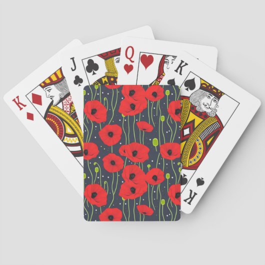 Vibrant Modern Red Poppies Pattern Art Pokerkaarten (Achterkant)