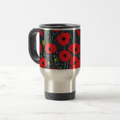 Vibrant Modern Red Poppies Pattern Art Reisbeker (Voorkant links)