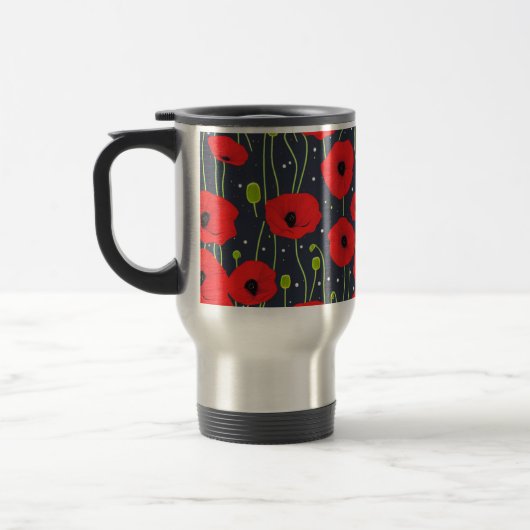 Vibrant Modern Red Poppies Pattern Art Reisbeker (Links)