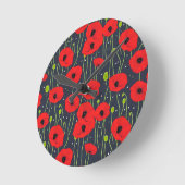 Vibrant Modern Red Poppies Pattern Art Ronde Klok (Hoek)