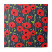 Vibrant Modern Red Poppies Pattern Art Tegeltje (Voorkant)