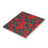 Vibrant Modern Red Poppies Pattern Art Tegeltje (Zijkant)