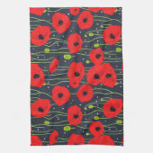 Vibrant Modern Red Poppies Pattern Art Theedoek (Verticaal)
