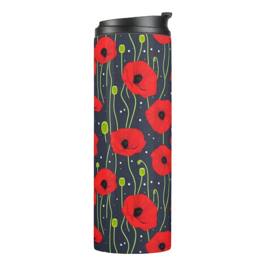 Vibrant Modern Red Poppies Pattern Art Thermosbeker (Gedraaid links)