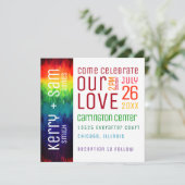 Vibrant Moderne Abstracte regenboogbruiloft Kaart (Staand voorkant)