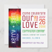 Vibrant Moderne Abstracte regenboogbruiloft Kaart (Voorkant)