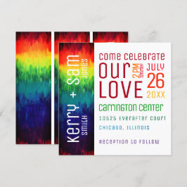 Vibrant Moderne Abstracte regenboogbruiloft Kaart