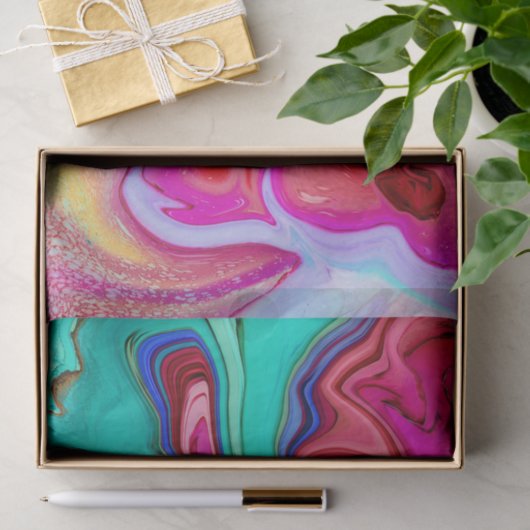 Vibrant Moderne Marble Waterverf personaliseren Tissuepapier (Geschenk)
