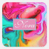 Vibrant Moderne Marble Waterverf personaliseren Vierkante Sticker (Voorkant)